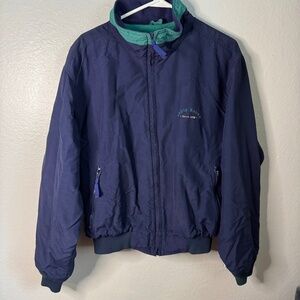 Vintage Eddie Bauer Navy Blue Fleece Lined Zip Up Jacket Mens size medium